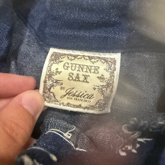 Gunne Sax Vintage 1970's Denim Prairie Dress Cottagecore Victorian Size XXS / XS - Picture 5 of 6